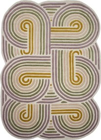 Zöld kézi szövésű gyapjú szőnyeg 140x200 cm Spiral Shaped – Flair Rugs