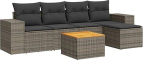 vidaXL 6 részes szürke polyrattan kerti ülőgarnitúra párnákkal