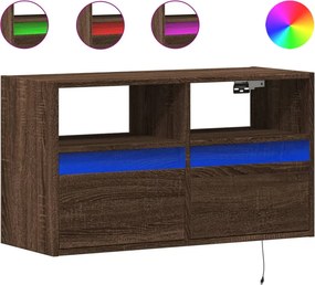 vidaXL barna tölgyszínű fali TV-szekrény LED-del 80 x 31 x 45 cm