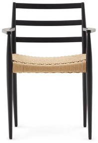 Fekete-natúr színű tölgyfa étkezőszék szett 2 db-os Analy – Kave Home