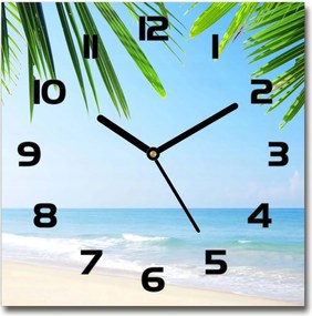 Üveg falióra szögletes Trópusi tengerpart 30x30 cm