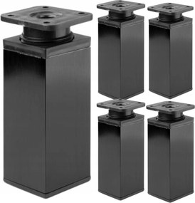 Bútorlábak Négyzet Alakú Fekete Állítható Alumínium 10 cm. Szekrénybútorokhoz
