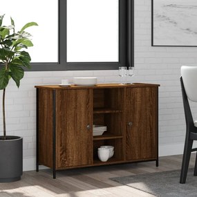 barna tölgy színű szerelt fa tálalószekrény 100 x 35 x 70 cm