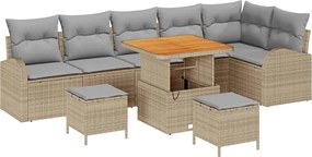 vidaXL Kerti Kanapé Szett párnával 9 pcs Beige és Világosszürke
