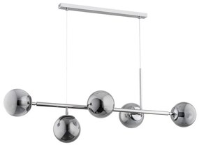 Csillár zsinóron DANSA 5xE14/10W/230V szürke/fényes króm