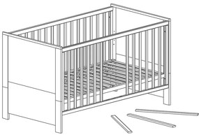 Fehér-natúr színű babaágy 70x140 cm Olaf – Roba