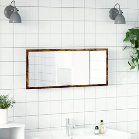 füstös tölgy szerelt fa LED-es fürdőszobatükör 100x8,5x37 cm