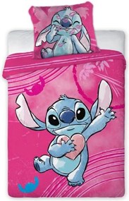 Disney Lilo and Stitch gyerek rózsaszín ágyneműhuzat 135x100cm+40x60cm Faro