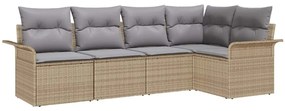 vidaXL Kerti Kanapé Szett párnával tárolóval 5 pcs Bézs Poli rattan