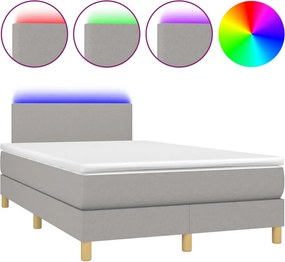 vidaXL világosszürke szövet rugós és LED-es ágy matraccal 120 x 200 cm