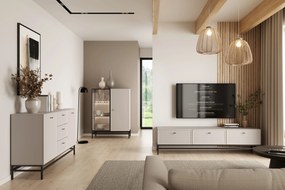 Lorini komód 150 cm - kasmír / fekete T-bar fogantyúk / fém lábak