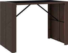 vidaXL barna polyrattan kerti asztal üveglappal 145 x 80 x 110 cm