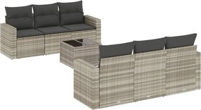 vidaXL 7 részes világosszürke polyrattan kerti ülőgarnitúra párnákkal