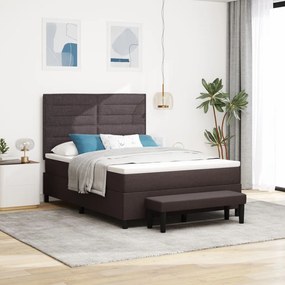 Boxspring ágy matraccal és paddal Sötétbarna 140x200 cm Szövet