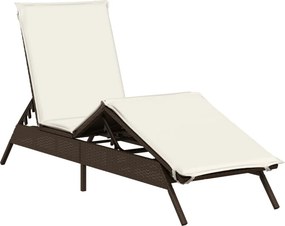 vidaXL barna polyrattan napozóágy párnával