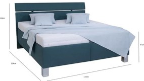 ALIS kárpitozott ágy matraccal és tárolóval, 160x200 cm, petrolkék