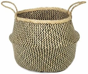 Compactor Belly kötött tengeri fűből készült tárolókosár, 45 x 36 cm, fekete, L