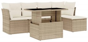 vidaXL 6 részes bézs polyrattan kerti ülőgarnitúra párnával