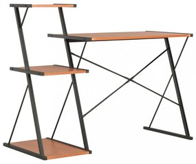 fekete és barna íróasztal polccal 116 x 50 x 93 cm