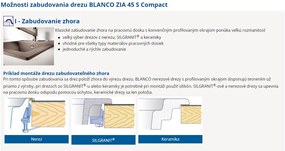 Blanco Zia 45 S Kompakt, szilgránit mosogató 680x500x190 mm, 1 kamrás, antracit, BLA-524721