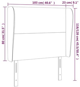 cappuccino műbőr fejtámla szárnyakkal 103x23x118/128 cm