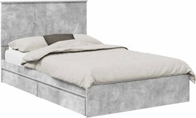 vidaXL Tárolós Ágy fejtámlával Beton Szürke 135 x 190 cm Faanyag