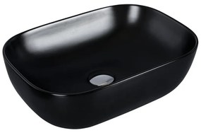 Eros SMILE 3 - PULTRA ültethető - Top Counter - porcelán mosdó - MATT FEKETE - 46,5 x 32,5 x 13 cm