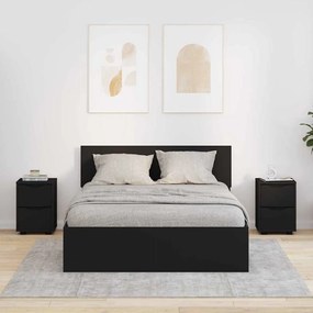 vidaXL Éjjeliszekrények fiókkal 2 pcs Fekete 30,5 x 30 x 43 cm Faanyag