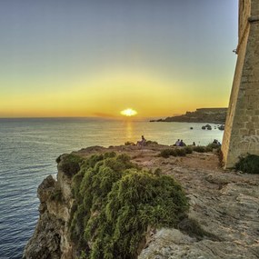 Poszter 50x50cm Ghajn Tuffieha Tower és Golden Bay, Assaf Frank