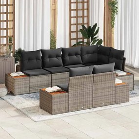 vidaXL Kerti Kanapé Szett párnával tárolóval 7 pcs Szürke Polyrattan