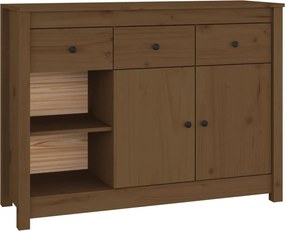 vidaXL mézbarna tömör fenyőfa tálalószekrény 100x35x74 cm