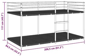 fehér acél emeletes ágy matrac nélkül 80 x 200 cm