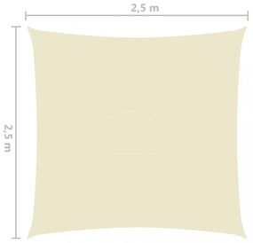 krémszínű négyzet alakú oxford-szövet napvitorla 2,5 x 2,5 m