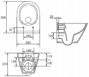 Cersanit City Oval CleaOn, függő WC csésze ülőke nélkül, fehér, K35-025