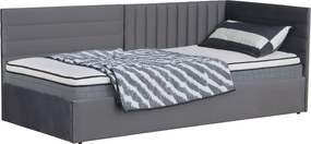 Ágy ágyráccsal, 90x200, szürke Velvet szövet, MEVIA