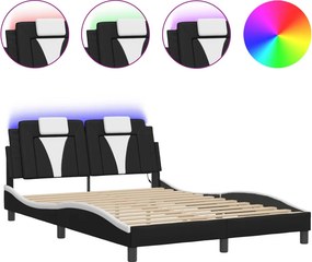 vidaXL fekete és fehér ágykeret Viana LED-ekkel matrac nélkül 120 x 200 cm