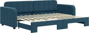 vidaXL kék kihúzható bársony heverő 80 x 200 cm