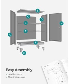 Iratszekrény, többfunkciós garázsszekrény, irodai szekrény 2 ajtóval fekete színben