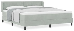 Boxspring Ágy Mattal Világosszürke 180x200 cm Bársony