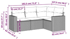 4 részes szürke polyrattan kerti ülőgarnitúra párnákkal