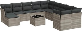 vidaXL 12 részes világosszürke polyrattan kerti ülőgarnitúra párnával