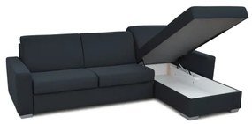 LEKA kinyitható sarok ülőgarnitúra, tárolóval, kék, L alakú, mindennapi alváshoz