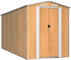 vidaXL világosbarna horganyzott acél kerti fészer 192 x 440 x 223 cm