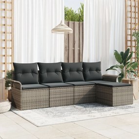 Kerti Kanapé Szett párnával tárolóval 5 pcs Szürke Poli rattan