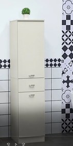 HOMCOM Fa Fürdőszoba Szekrény 2 Szekrénnyel, Középső Fiókkal és Állítható Polcokkal, 34x34x150cm, Fa Szín | Aosom