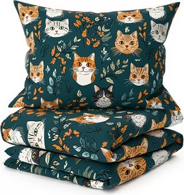 Pamut ágynemű CATTAMI POLY sötétzöld Ágyneműhuzat mérete: 70 x 90 cm | 140 x 200 cm