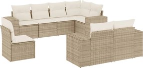 vidaXL 8 részes bézs polyrattan kerti ülőgarnitúra párnával