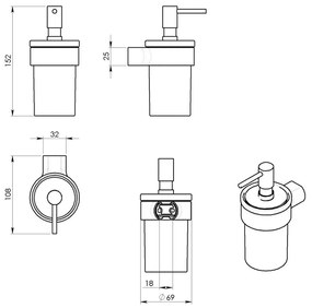 GEDY PI8187 Pirenei szappanadagoló tejüveg/arany,110 ml