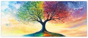 Kép – Évszakok festett fája (120x50 cm)