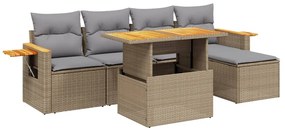 vidaXL 6 részes bézs polyrattan kerti ülőgarnitúra párnával